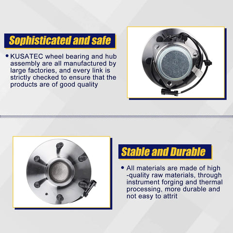 2Pack Front Wheel Hub And Bearing Assembly For Chevy Silverado Express Tahoe Avalanche Suburban Cadillac Escalade GMC Savana Yukon XL Sierra 6 Lug 2WD With ABS, shown front view with 6-lug design and ABS sensor