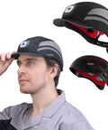 Lightweight Bump Cap With Reflective Stripes, Breathable Baseball Cap Style Head Protection Hat For Men And Women, ABS Shell EN 812 Certified, Black With Light, Large