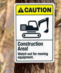 Construction Site Warning Sign 8x12 Aluminum Metal Wall Sign Custom Notice For Watch Moving Equipment Safety Caution Sign