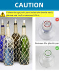 Wine Bottle Torch Kit With Long Life Wicks And Brass Wick Holders For DIY Outdoor Tiki Torches Just Add Any Bottle To Create Warm Garden Light And Bar Decor Pack Of 4 showing colored bottles with nets and wicks.