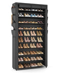 Tall 10 Tier Shoe Rack With Dustproof Cover Free Standing Storage For 50 To 55 Pairs Of Shoes And Boots Huge Capacity Space Saver Closet Entryway Garage Organizer 8 Pockets