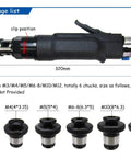 MxbaoHeng Pneumatic Tapping Machine For M3 To M12 Internal Threads with 6 chucks and dimensions shown in an informative layout.