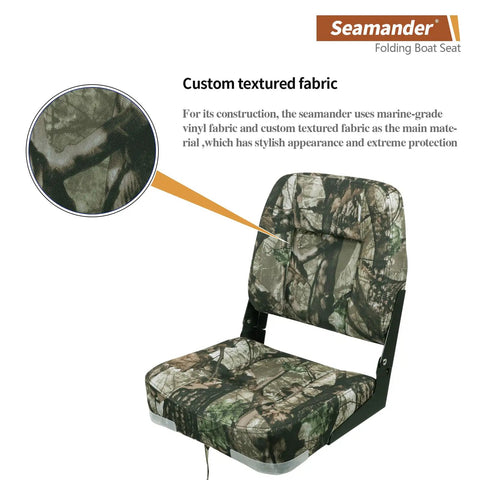 Low Back Folding Boat Seats With Stainless Steel Screws And Aluminum Hinges Padded Fishing Boat Seat Two Pack Camouflage