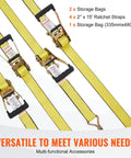 2 Inch By 15 Foot Ratchet Straps Beefy Heavy Duty 4 Pack With Double J Hooks And Padded Handles, 5000 Lb Break Strength