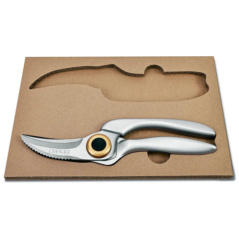Heavy Duty Kitchen Scissors With Non Slip Handle And Auto Unlock For Cutting Meat Poultry Roasts Turkey And Fish Serrated Stainless Steel Blades With Ergonomic Grip Tough Yet Easy To Use Everyday Kitchen Tool in packaging