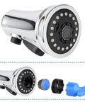 Kitchen Faucet Head Replacement With 3 Function Pull Down Sprayer, Stream, Spray And High Pressure Rinse Modes, 15 Adapters