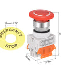 22mm Mounting Latching Emergency Stop Push Button Switch With Red Housing And Yellow Protective Cover, 2NC Contacts