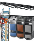 Heavy Duty Steel Garage Wall Mount Tool Organizer With 8 Mixed Hooks Up To 800 Lbs holding ladders, tools, storage bins
