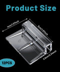 12 Pack Clear Aquarium Lid Clips for Rimless Fish Tanks, durable plastic brackets, 4cm x 5cm size for easy installation.