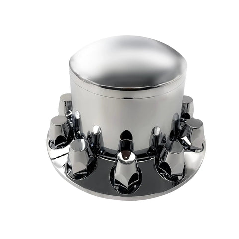 Four Pack 33mm Rear Wheel Covers For Semi Trucks And Big Rigs, Chrome Plated ABS Lug Nut Caps, Screw-On Nut Covers, Universal Fit
