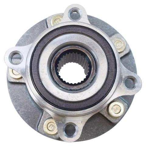 Front view of Front Driver Or Passenger Side Wheel Bearing And Hub Assembly For 2008 To 2015 Lancer Evolution GSR MR Ralliart And Lancer SE Direct Fit Drop In OEM Replacement High Quality