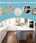 14 Pack Baby Proof Cabinet Latches With Extra 3M Adhesives For Quick No Drill Installation On Cabinets And Drawers in kitchen