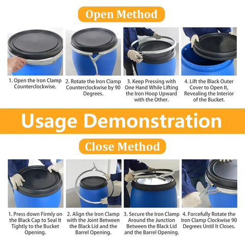Usage demonstration of Heavy Duty Food Grade Plastic Barrel With Lid 120L Blue Drum For Home Brewing Storage And Farm Or Industrial Use