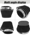 51mm 2 Inch Clip On Motorcycle Air Filter Black Mushroom Head Intake Filter For Moto, Cars And Mini Bikes Easy Snap On Install Cold Air Performance Boost, multi angle display