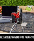 Built Tough 40V Power Inverter Dropping 300W Steady And 500W Peak Wattage powering multiple devices on a table.