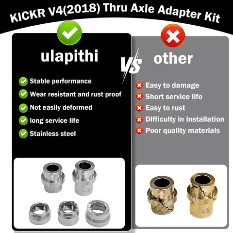 Comparison of Durable Stainless Steel KICKR Thru Axle Adapter Kit vs others, highlighting ulapithi benefits