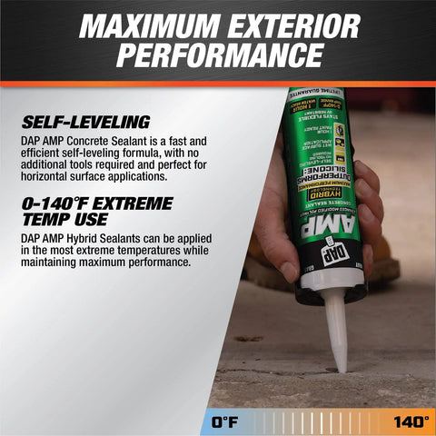 Person applying Gray Concrete Sealant For Driveways, Steps, And Sidewalks, All Weather Tough As Nails Hybrid Polymer Sealant, 9 Oz, Weather Resistant From 0 To 140 Degrees to surface
