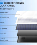 25W high efficiency solar panel layers including tempered glass and rust-proof aluminum frame for Top Shelf 25 Watt Solar Powered Fan.