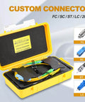 OTDR Extension Cable 500m Kit With SC APC And LC APC Connectors in yellow case with fiber optics, custom connector options