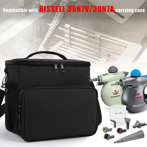 Adjustable Compartments Carry Bag For Steam Shot Hard Surface Steam Cleaner With Extra Pockets, Travel Tote In Black