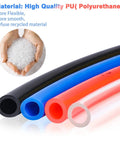 Blue PU Air Hose For Compressors, 10mm OD X 6.5mm ID Pneumatic Tubing material sample, multi-color tubes highlighting polyurethane