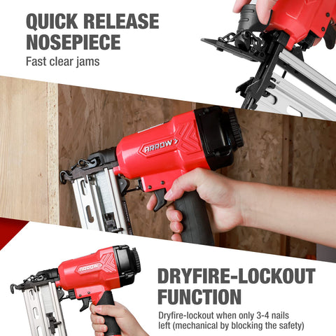 Pro Grade Pneumatic 16 Gauge Finish Nailer Kit With One Thousand Finish Nails Oil Free Design Depth Adjustment