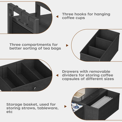 Diagram of Coffee Pod Drawer Organizer For Countertop That Holds 52 Pods K Cup And Nespresso Capsules With Mug Rack No Brainer