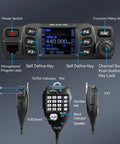 Dual Band Ham Radio for Mobile Base Station With Rotatable LCD Display Chirp Compatible Dual Speaker Audio 2 Meter And 70 Centimeter Transceiver Easy Microphone Band Switching Compact Setup With Cables Included control panel and microphone