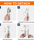 4 In 1 Camping Utensil Set With Detachable Fork Spoon Knife And Bottle Opener For Hiking And Backpacking Trail Ready Ultra Compact Stainless Steel Cutlery That Fits In Your Pocket Or Pack For Travel Campfire Eats And Outdoor Adventures In Army Green - how to detach fork from utensil set