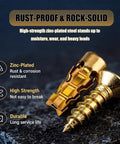 Hinge Repair Kit With 6x14mm Screws And Expansion Anchors For Stripped Screw Holes, rust-proof golden screw display on stone surface