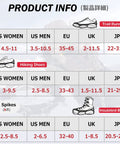 Sizing chart for All Terrain Traction Crampons With 8 Stainless Steel Spikes For Boots And Shoes Non Slip Ice Grips for men, women, kids.