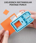 Rectangular Stamp Puncher Kit 0.8 Inch With Lever Action Paper Punch in use creating paper stamp cuts