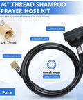 Two Pack UPC Certified Salon Shampoo Bowl Sprayer Hose Kit with quarter inch thread, black rubber, overall length 50 inches