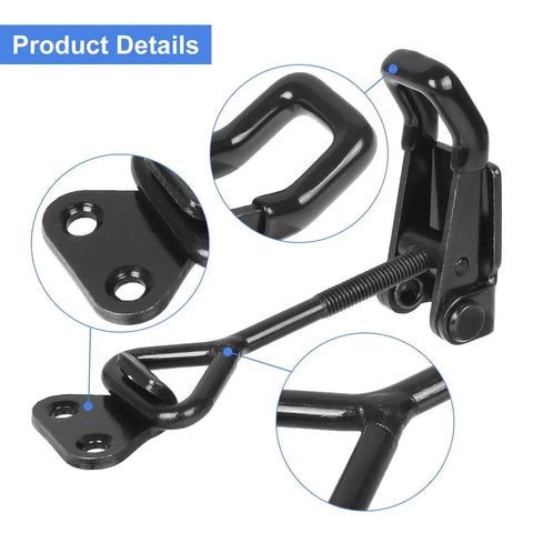 Built Like A Tank Heavy Duty Toggle Latch Clips That Lock Tight, 551 Pound Holding Capacity, Adjustable Black Galvanized Steel Lever Fasteners For Barn Gates, Grills, And Storage Sheds, 6 Pack, detailed view of latch mechanism.