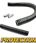 PTO Clutch Electric Wire Harness Repair Kit with female T plug, terminals, heat shrink, and corrugated protection sleeve.
