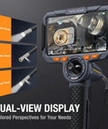 Four Way Articulating Borescope With Dual Lens Endoscope, 1080P HD Steerable Mechanic Inspection Camera, dual-view display