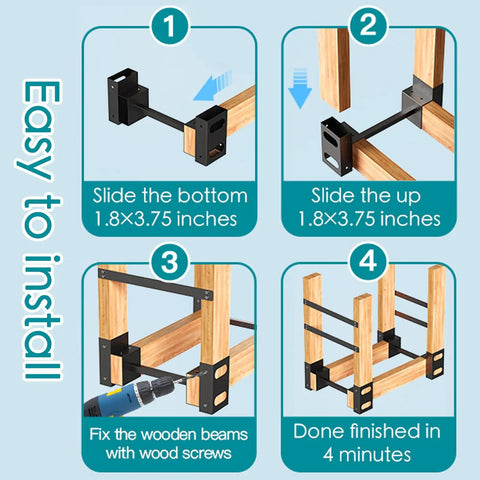 Rugged Outdoor Firewood Rack With Easy Adjustable Length Wood Storage Brackets Kit Log Stacking Stand For Outdoor And Indoor Fireplaces Heavy Duty Black Set Of Two No Fuss Easy Use