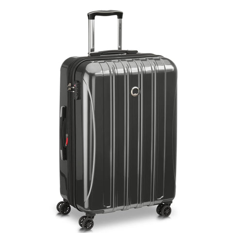 Front view of DELSEY PARIS Helium Aero 24in hardside expandable luggage with spinner wheels, brushed charcoal