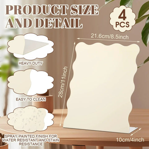 Four Piece Scalloped Magnetic Memo Boards Set For Desk Or Wall Display Eleven By Eight Point Five Inch Magnetic Display Stand