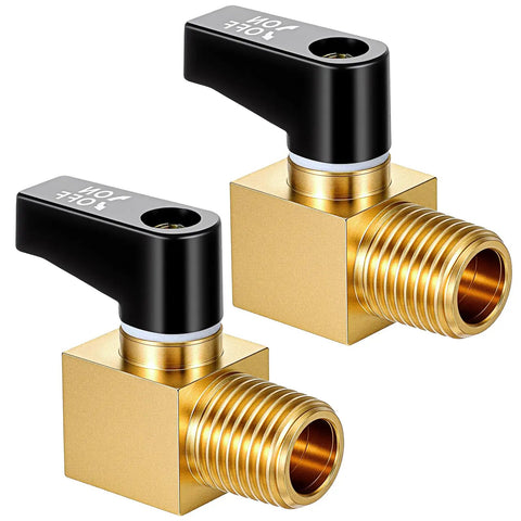 Two Pack One Quarter Inch NPT Brass Air Compressor Drain Valve Ball Valve Drain Cock For Air Tanks And Piping Systems, DIY Friendly