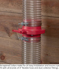 Fullthrottle Blast Gate 4 Inch Dust Collection Valve Upgrade with double-tapered collar and flexible 4" hose fitting.