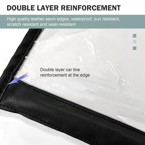 Tough As Nails Magnetic EV Charger Port Cover showing double layer leather reinforcement and clear PVC window design.