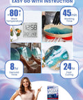 Image showing instructions for Crystal Clear Epoxy Resin Kit 64 Ounce For Art Casting And DIY Jewelry Wood Molds Self Leveling 1 To 1 Mix No Bubble Not Yellowing UV Resistant Ultra Easy Pour with temperature and curing times.