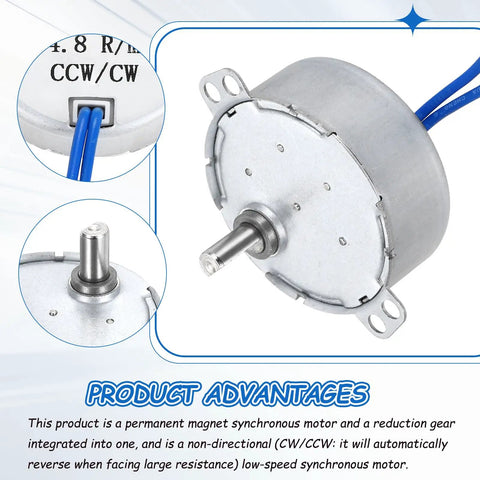 Low Speed Synchronous Motor Ac 100 To 127 Volt 50 60 Hertz Super Slow 4 To 4.8 Rpm Clockwise Counterclockwise 4 Watt D Shaft