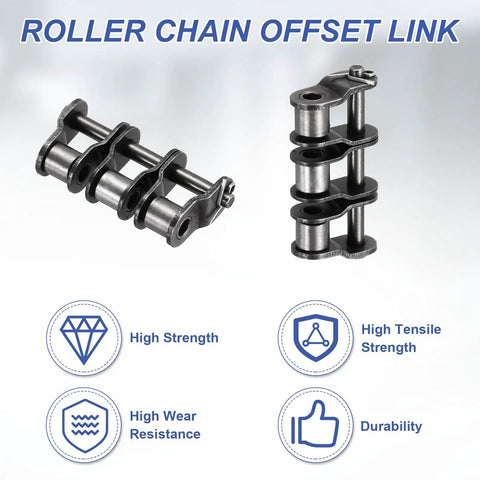 Top Quality 06B Offset Half Link Roller Chain Master Connectors DIN ISO Standard 9.525mm Pitch shown with durability features.
