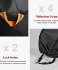 Close-up of Two Bike Rack Cover For Car Hitch Waterproof 600D with reflective strips and lock holes for extra security