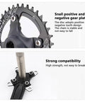 32T Aluminum MTB Crankset 170mm With 104 BCD Narrow Wide Chainring Bolts Included 74mm Mounting Hole Spacing CNC Round Chainring showcasing gear plate and compatibility.