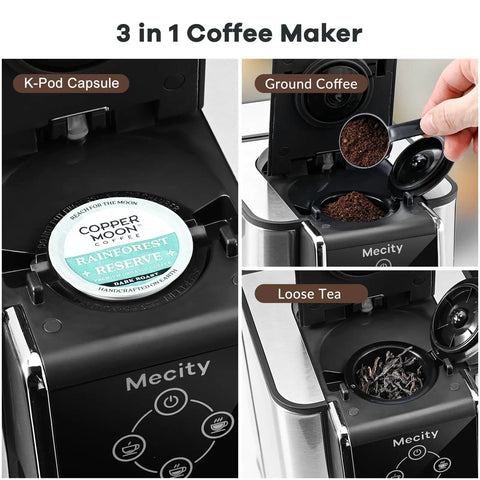 3 In 1 Single Serve Coffee And Tea Maker K Cup Compatible Fast One Touch Brew For 6, 8, Or 10 Oz Cups Removable 50 Oz Water Reservoir