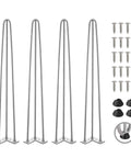 Heavy Duty Hairpin Furniture Leg Set, 34 Inch Industrial Metal Table Legs, Extra Thick Half Inch With Three Solid Rods, Raw Steel Color