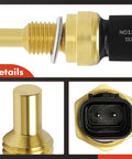 Engine coolant temperature sensor, brass, 2-pin, threaded body (front view)